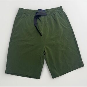 Nomad Mens Olive Green Athletic Tech Shorts Medium Integrated Belt Zipper Pocket